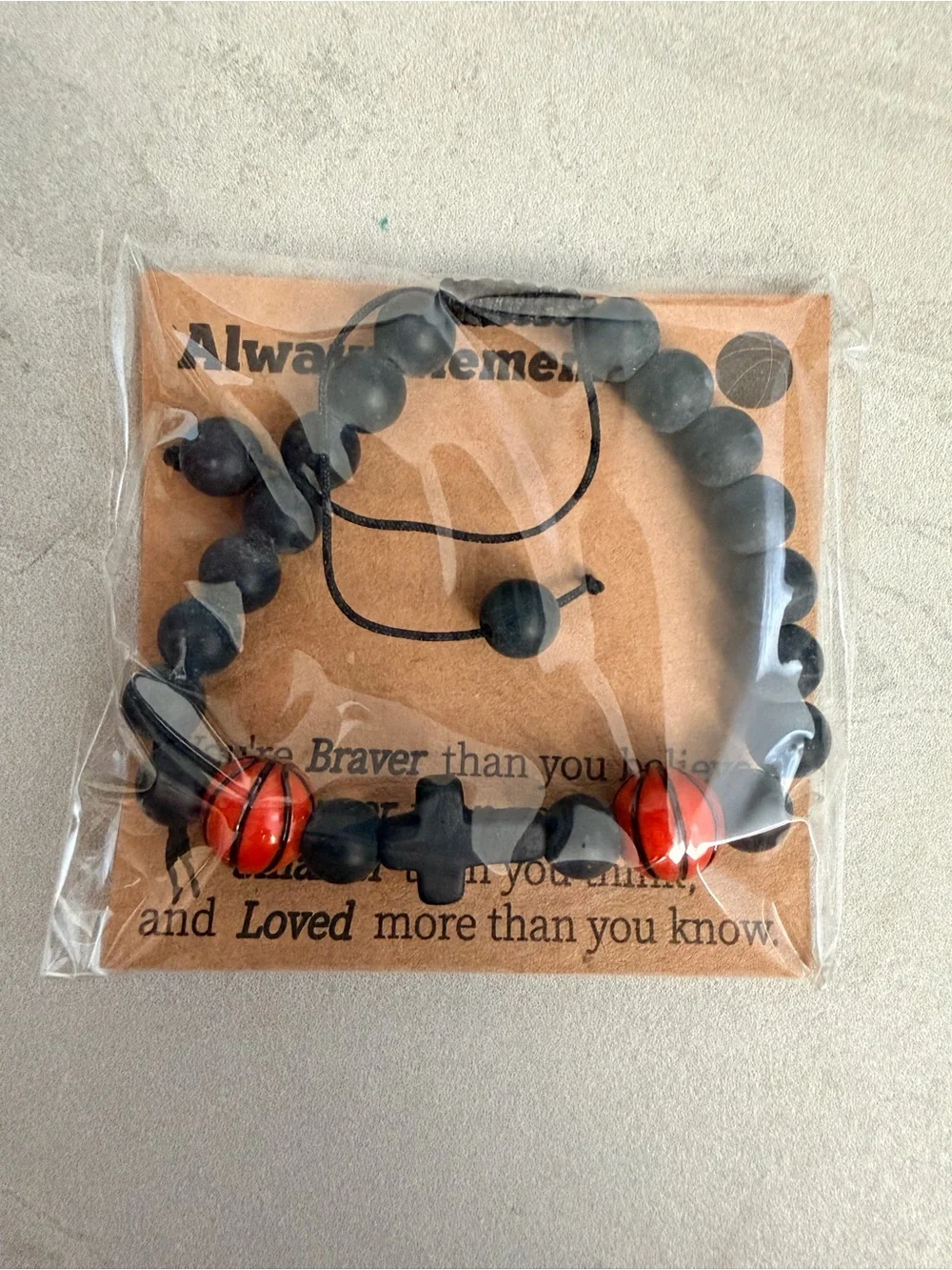 Set Of 7 Bracelets Black/Orange  Cross /Basketball - Great For Team Gift